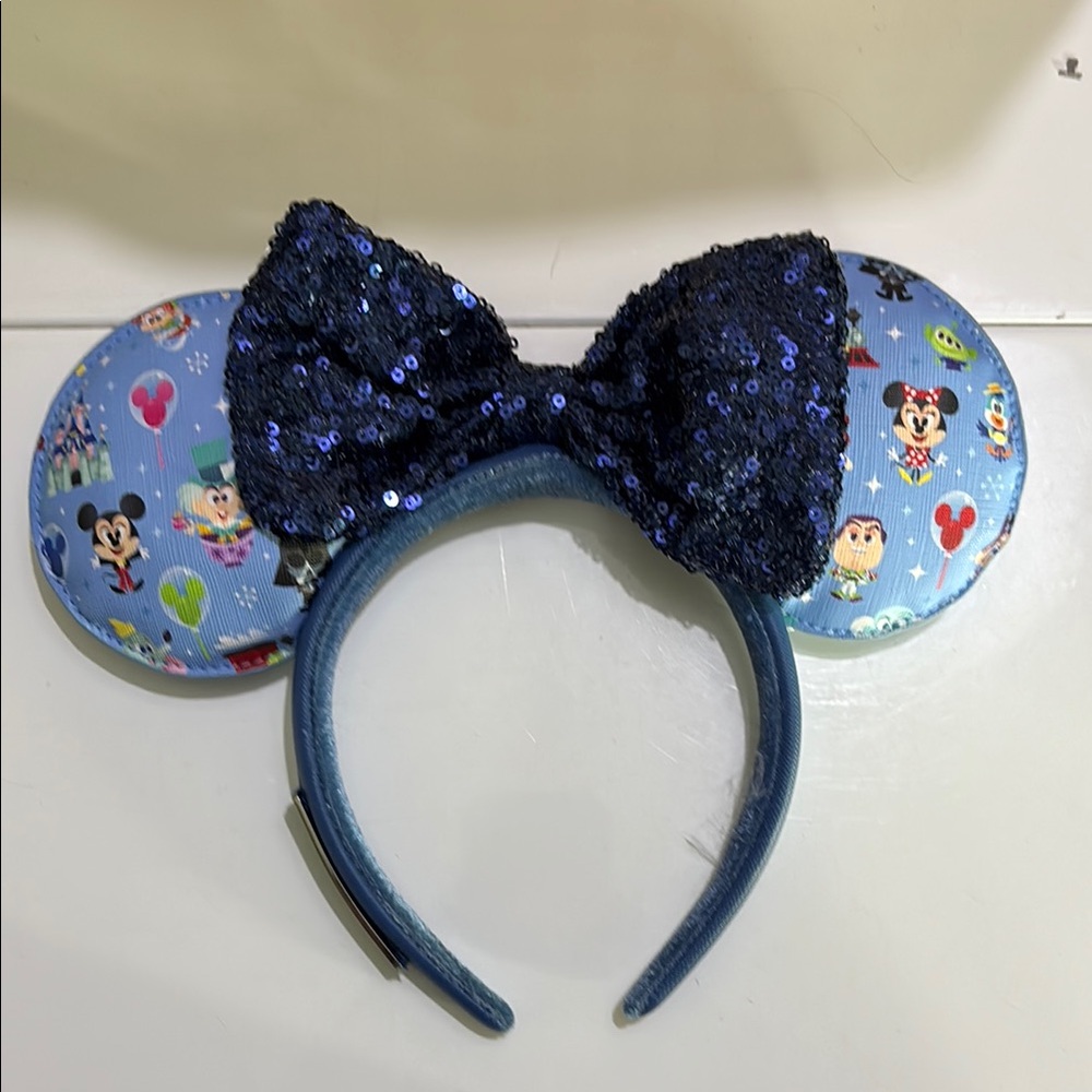 Disney loungefly Blue Sequin Bow Mouse Ears Headband